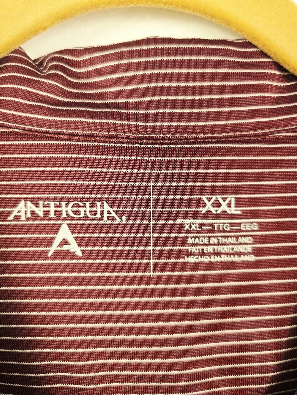 Antigua Texas A&M Maroon Striped S Sleeve 1/4 Button Poly Polo Shirt. Mens XXL - Picture 4 of 9